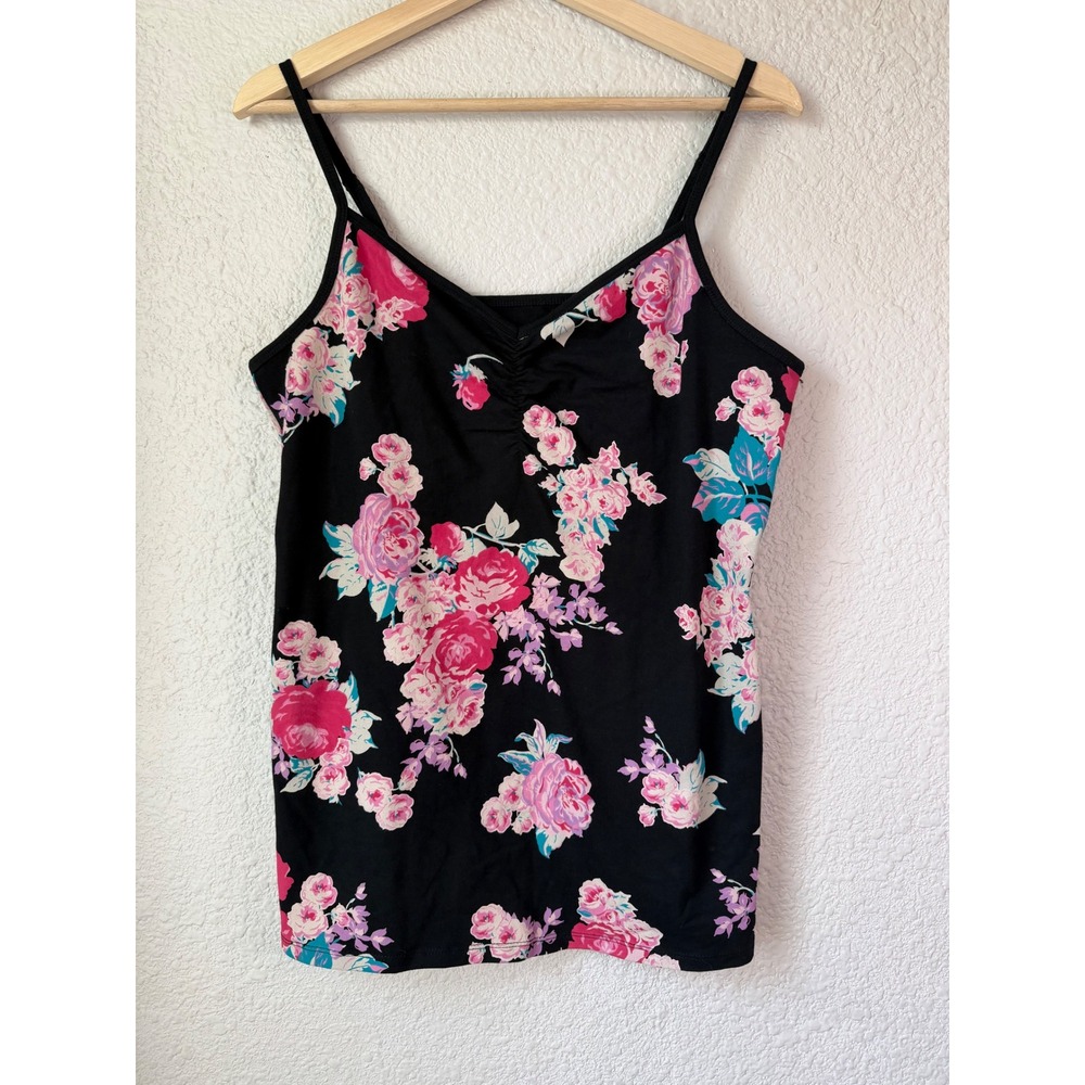 NWOT Torrid Womens Plus Size 18/20 Black Floral V-Neck Cami Tank Top